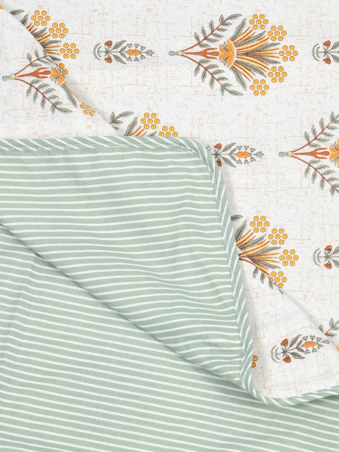 DecorativeDreams White & Green Printed Cotton Summer 150 GSM Single Bed Blanket