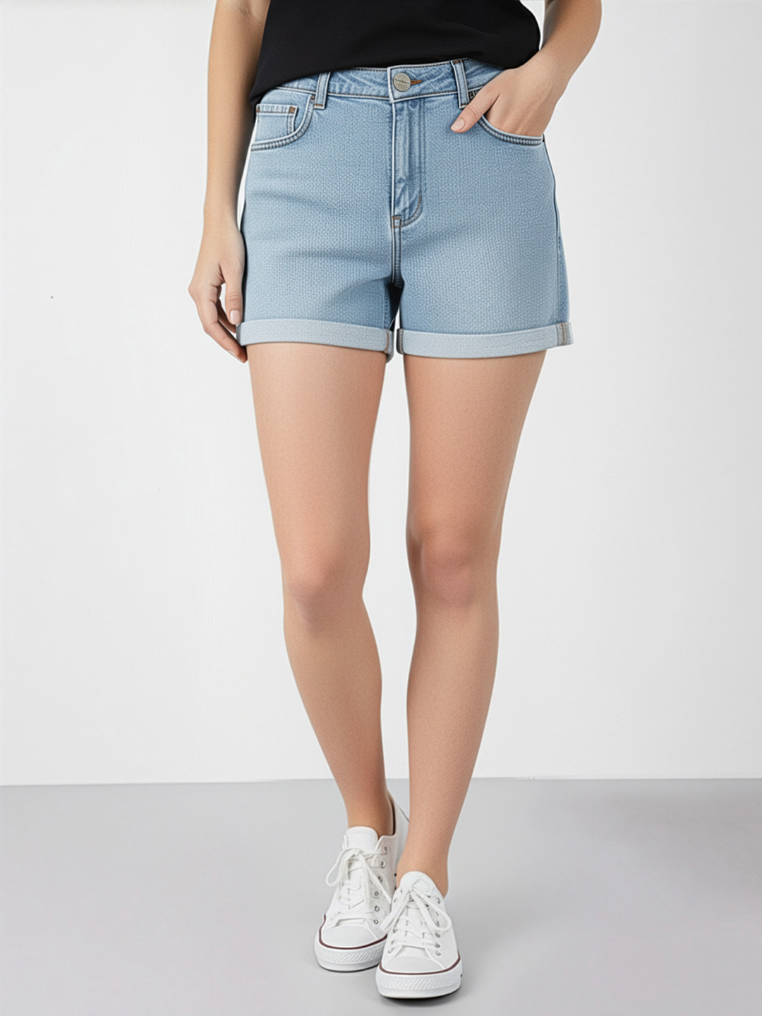 Mast & Harbour Women Solid Denim Shorts