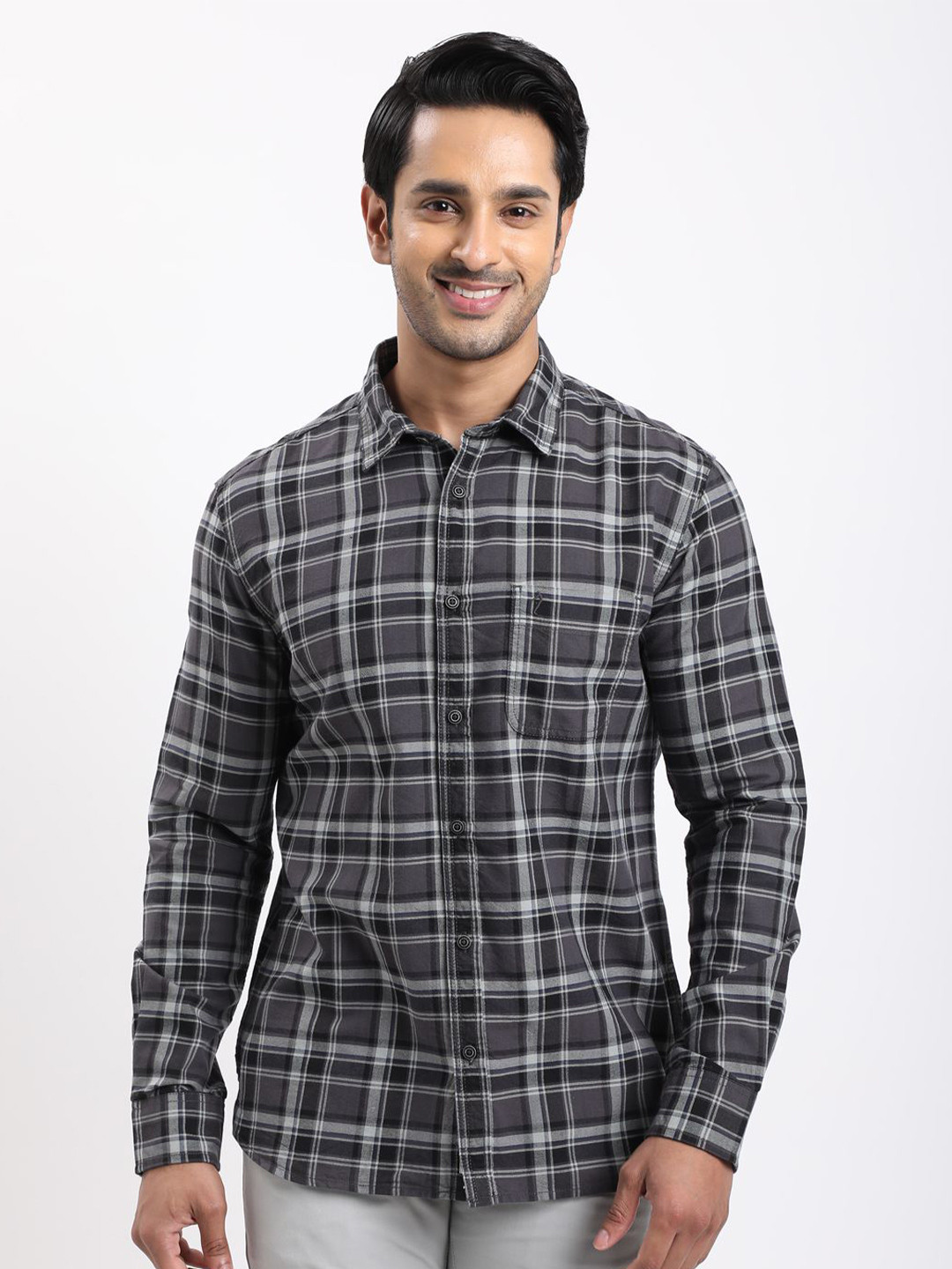 Indian Terrain Men Checked Cotton Shirts