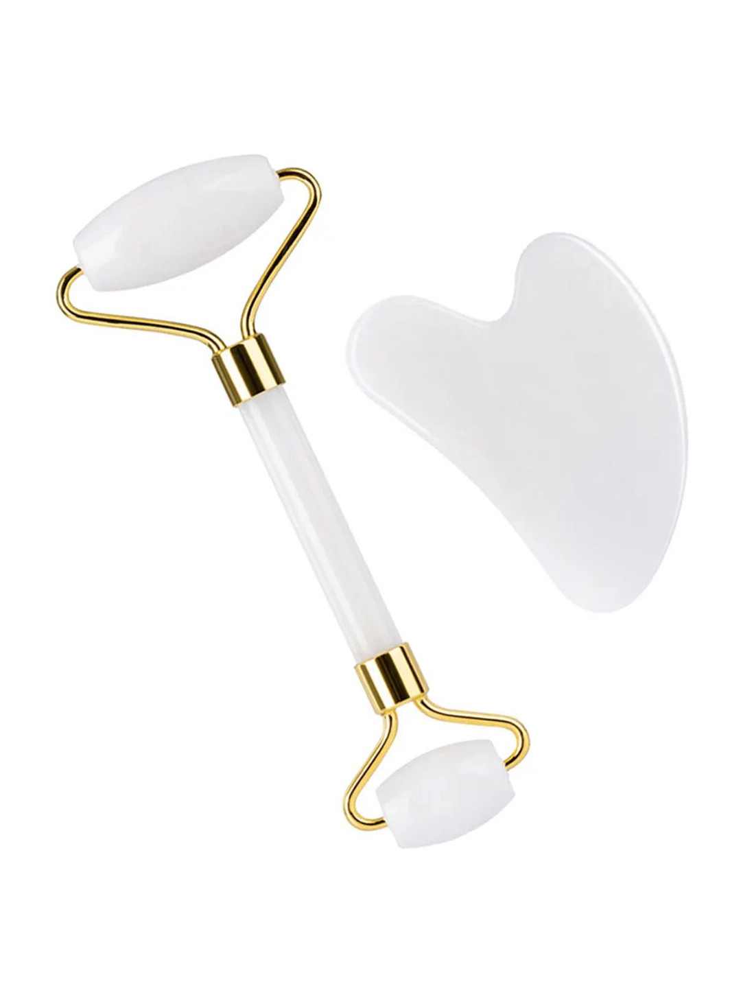semino Set Of 2 Natural Jade Roller And Gua Sha Face Sculpting Tools
