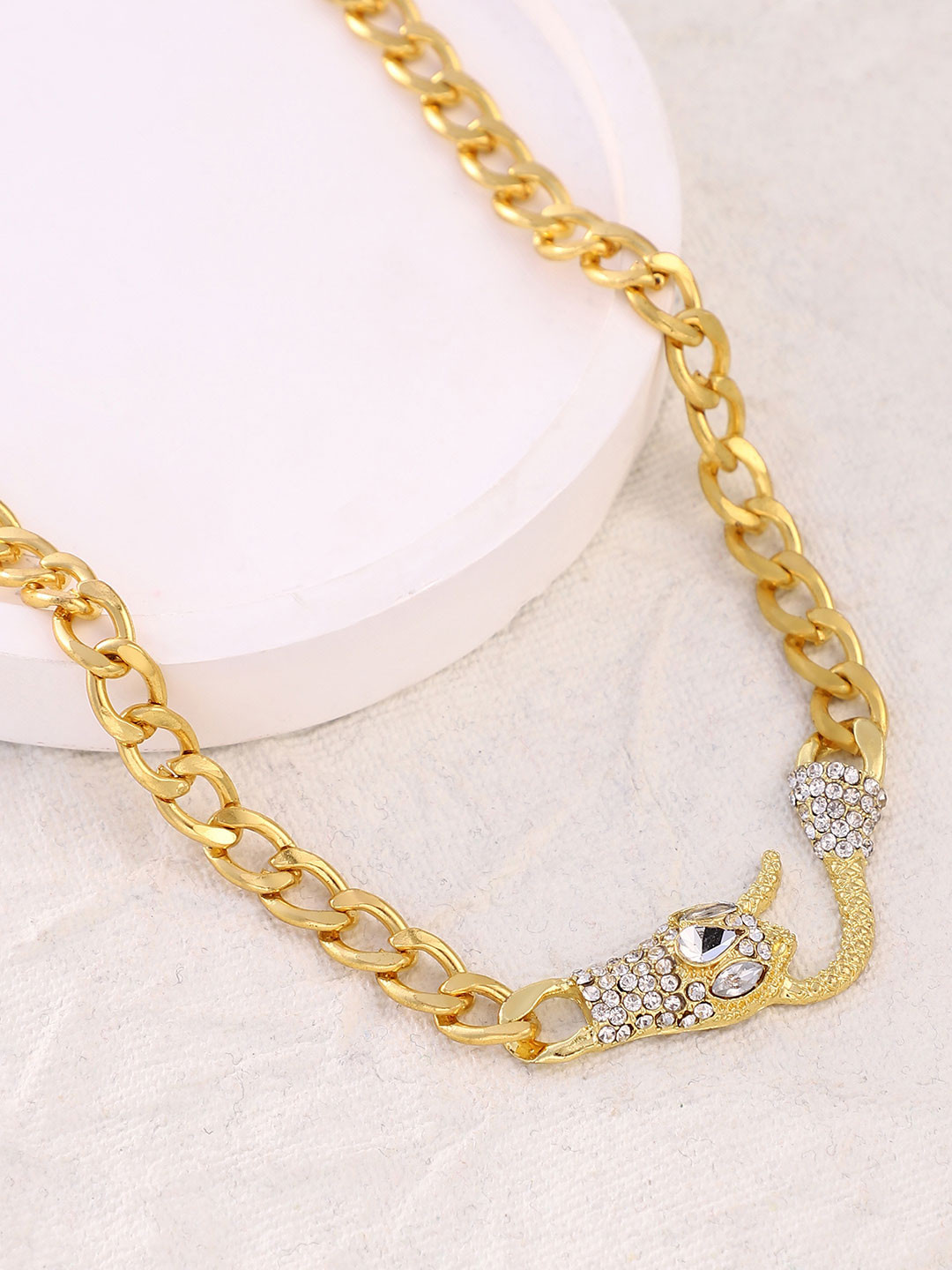 SOHI Gold-Plated The Bijou-Snakehead Chain Necklace