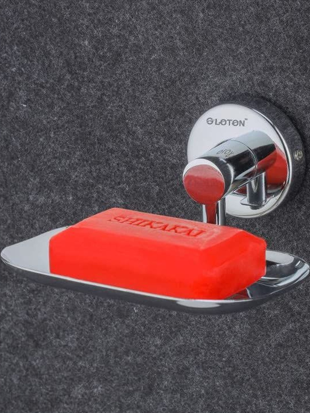 GLOXY Silver Stainless Steel Curve Glossy Soap Holder for Bathroom