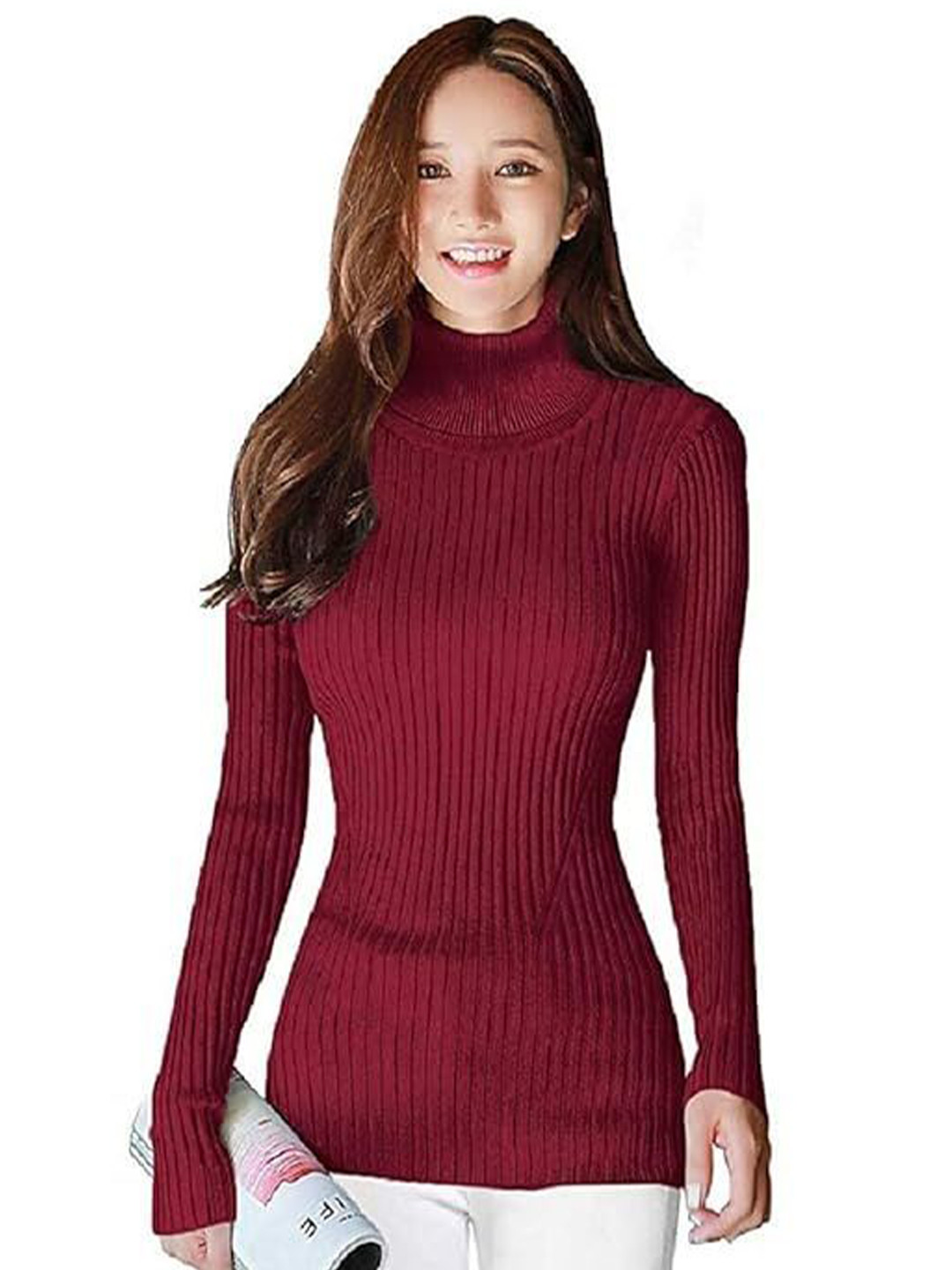 hijabcurl Women Self Design Wool Sweatshirt