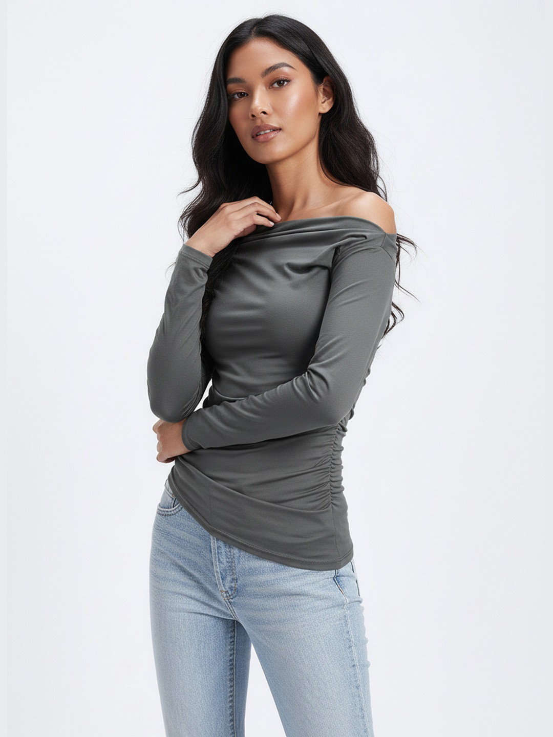 DressBerry Ruched One Shoulder Top