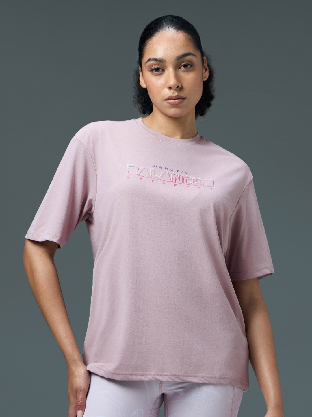 Technosport Women Antimicrobial Typography Printed Round Neck T-shirt