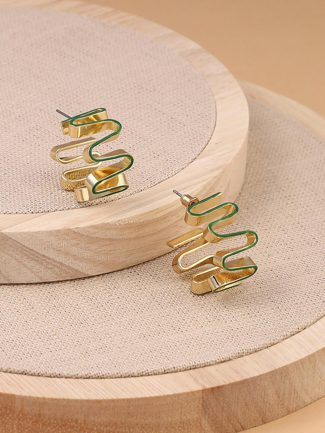 SOHI Gold-Plated Enamel-Coil Hoop Earrings