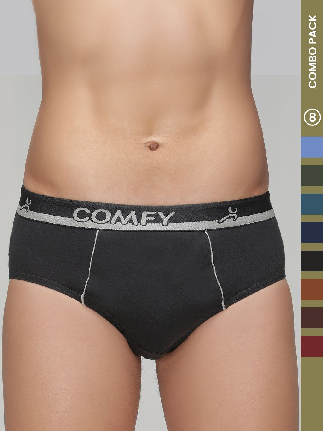 Amul Comfy Men Pack Of 8 Plain Cotton Briefs