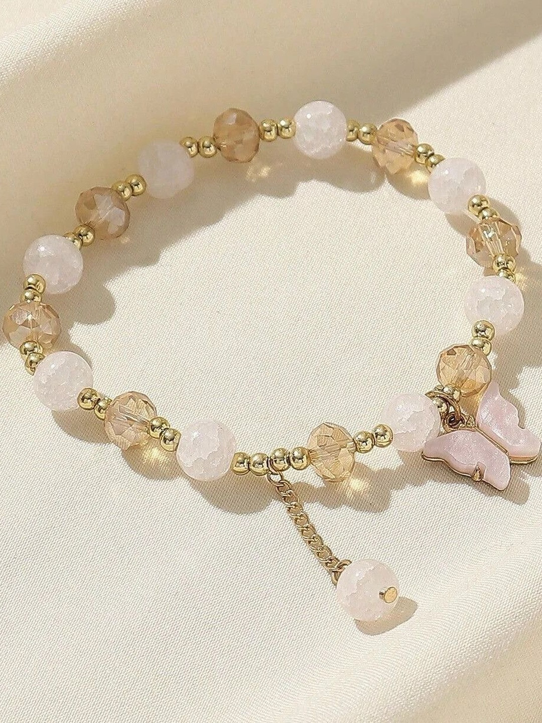 Sukhad Women Beaded Stretch Butterfly Charm Bracelet