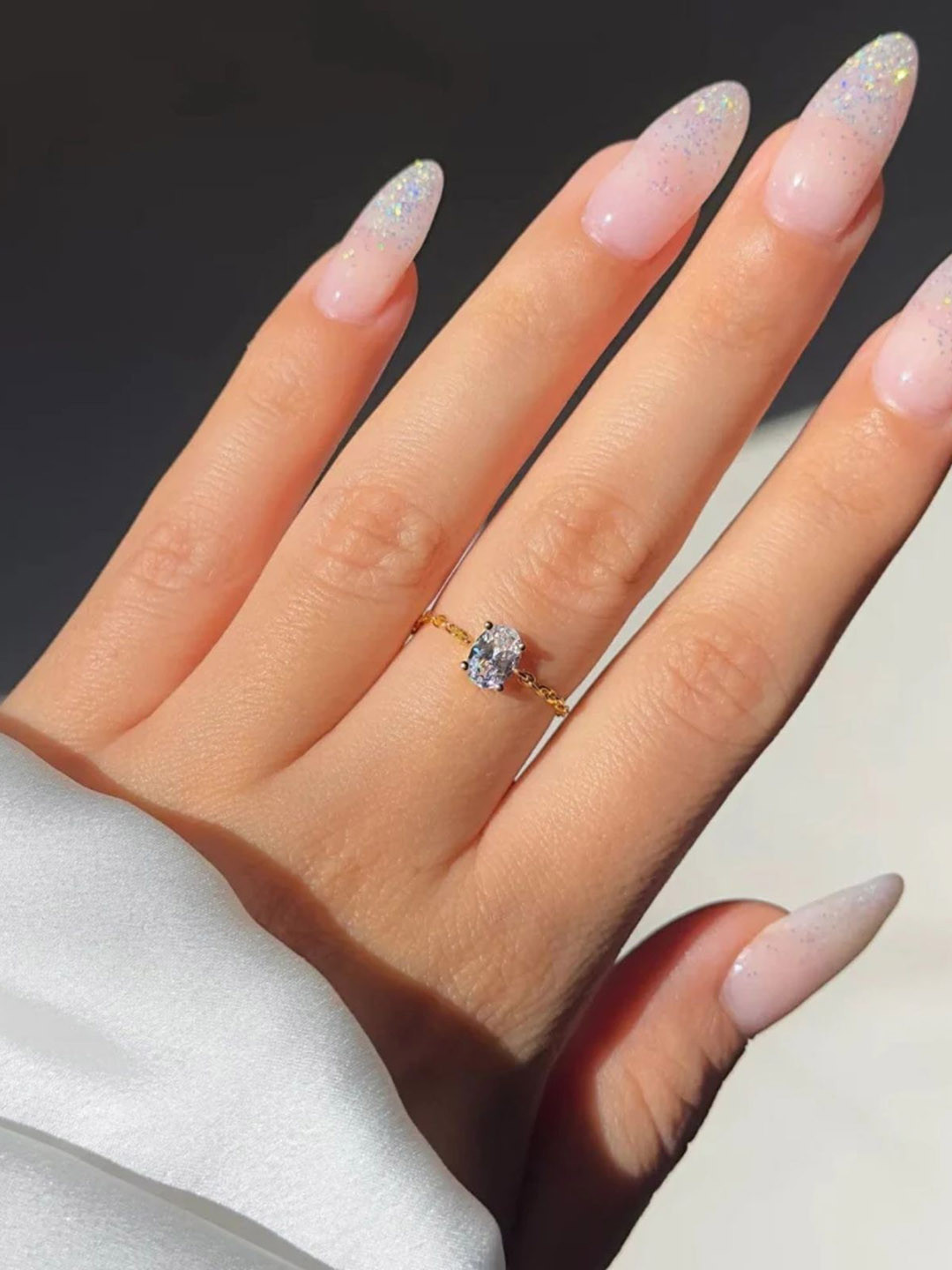 Zarkan 925 Sterling Silver Gold-Plated Cubic Zirconia Studded Hallmark Chain Ring