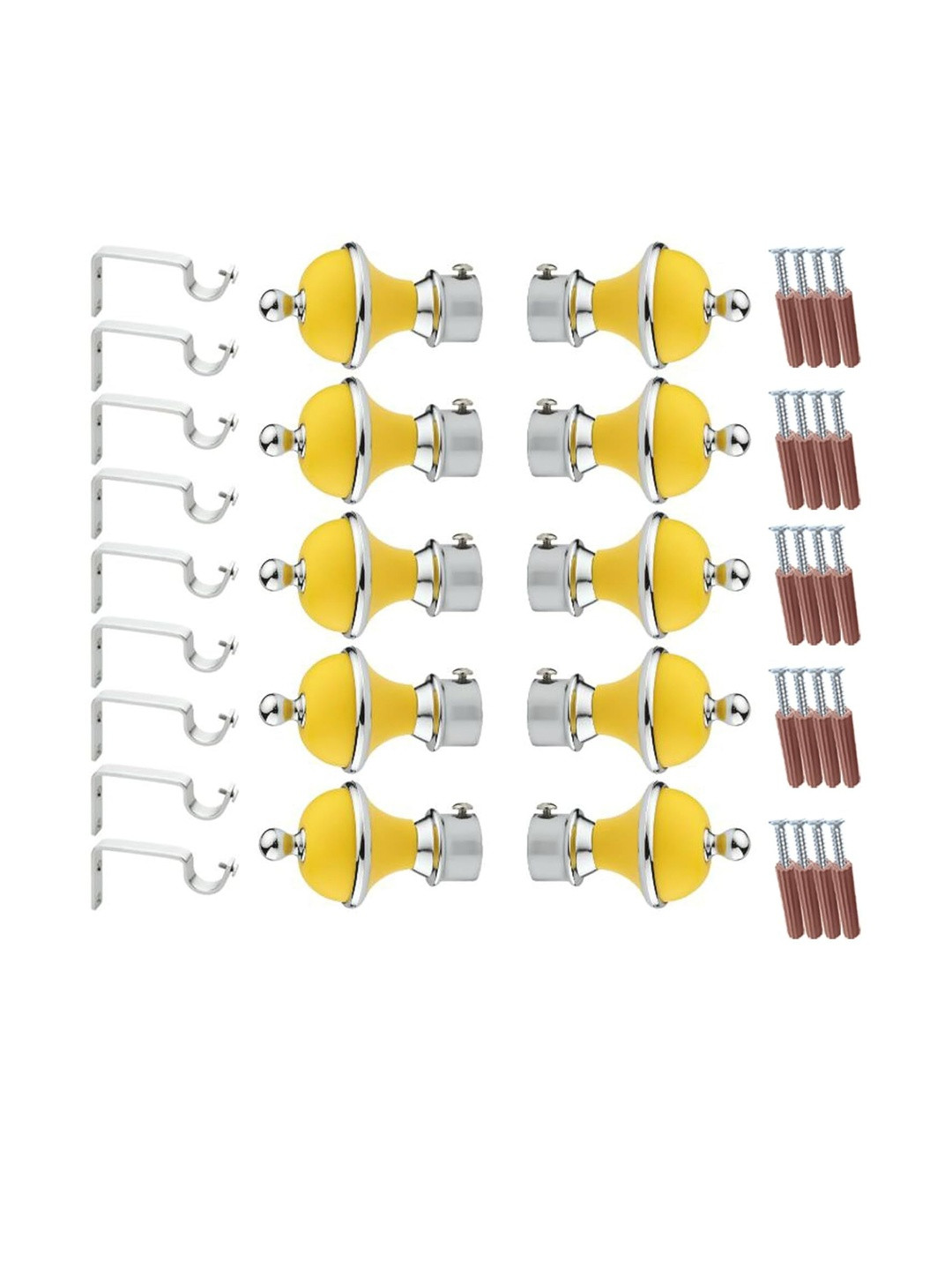 GLOXY Metal Pack of 5 Pairs Glossy Curtain Rods and Brackets