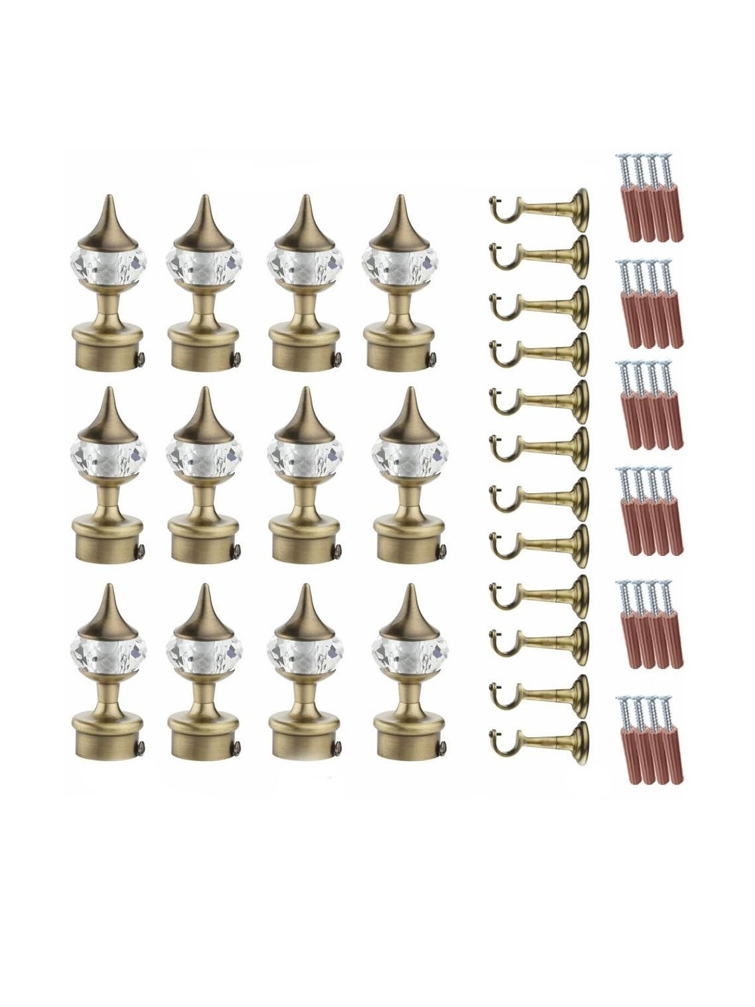 GLOXY Brown 24 Pcs Metal Curtain Rod Brackets With Hooks