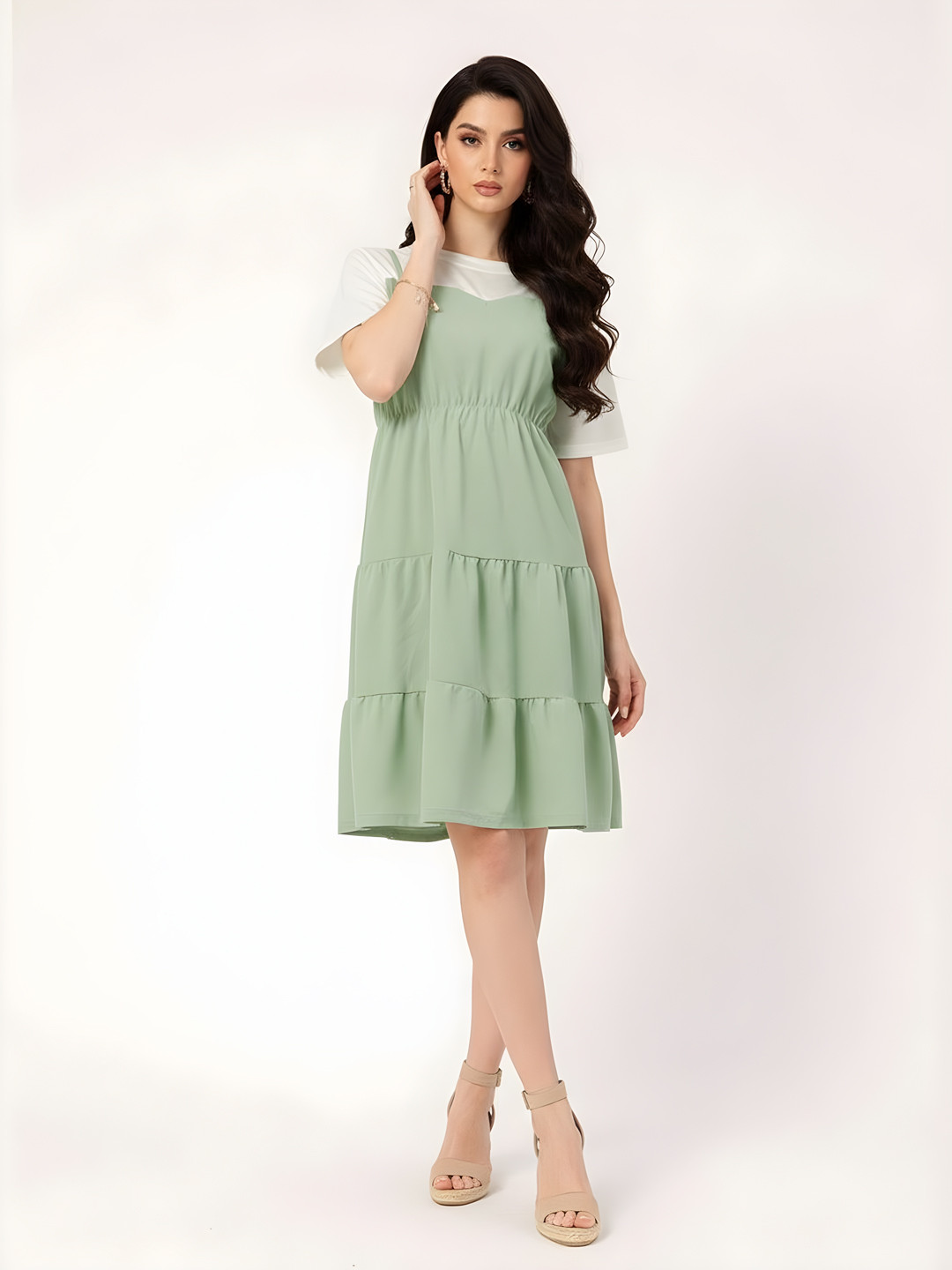 DressBerry Comfy Fashionable Flair A-Line Tiered Dress