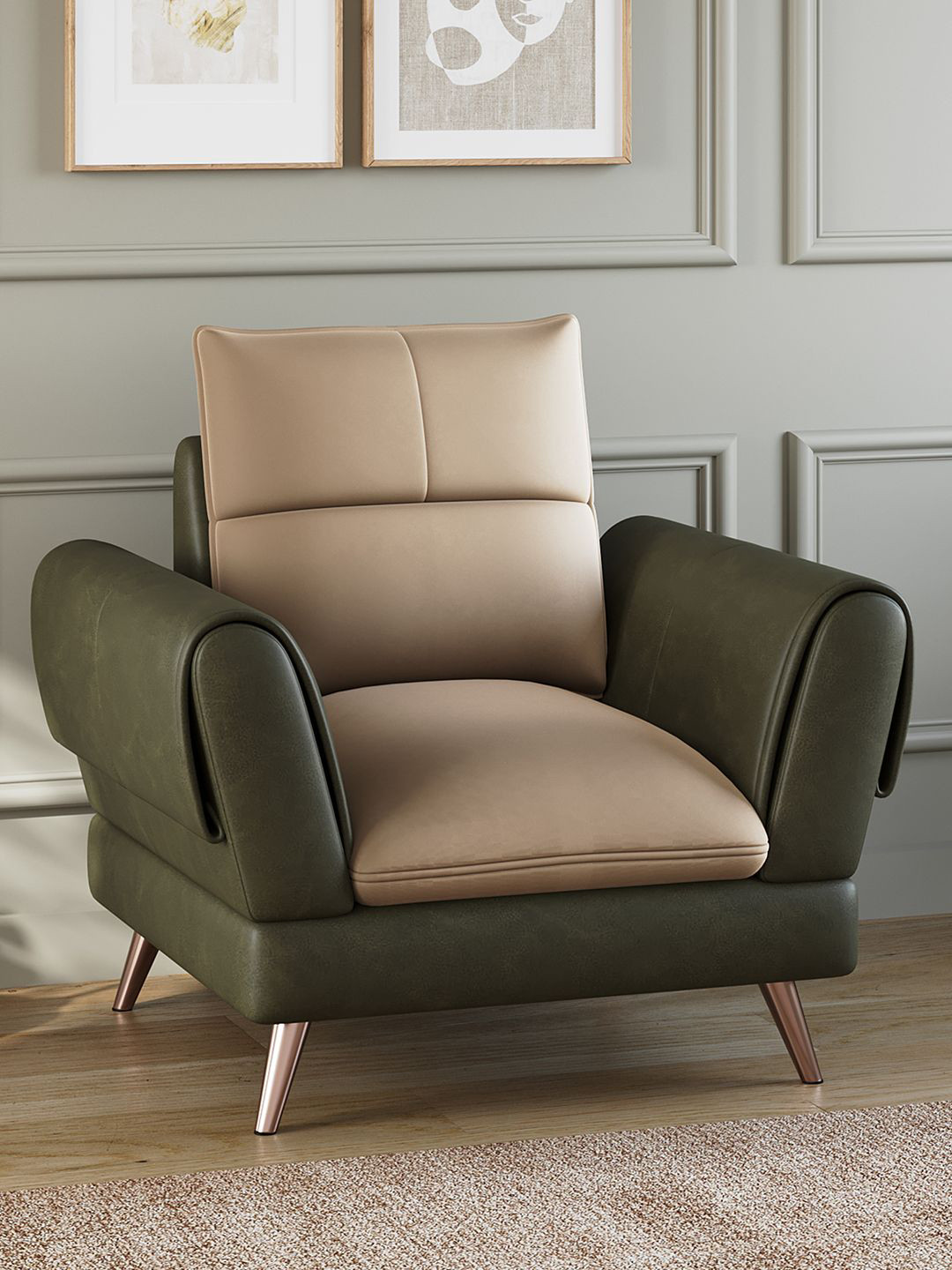 ARRA Green 1 Seater Leatherette Sofa