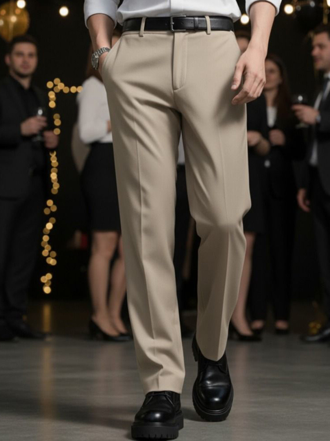 COVZ Men Relaxed Relaxed Fit Mid-Rise Formal Trousers