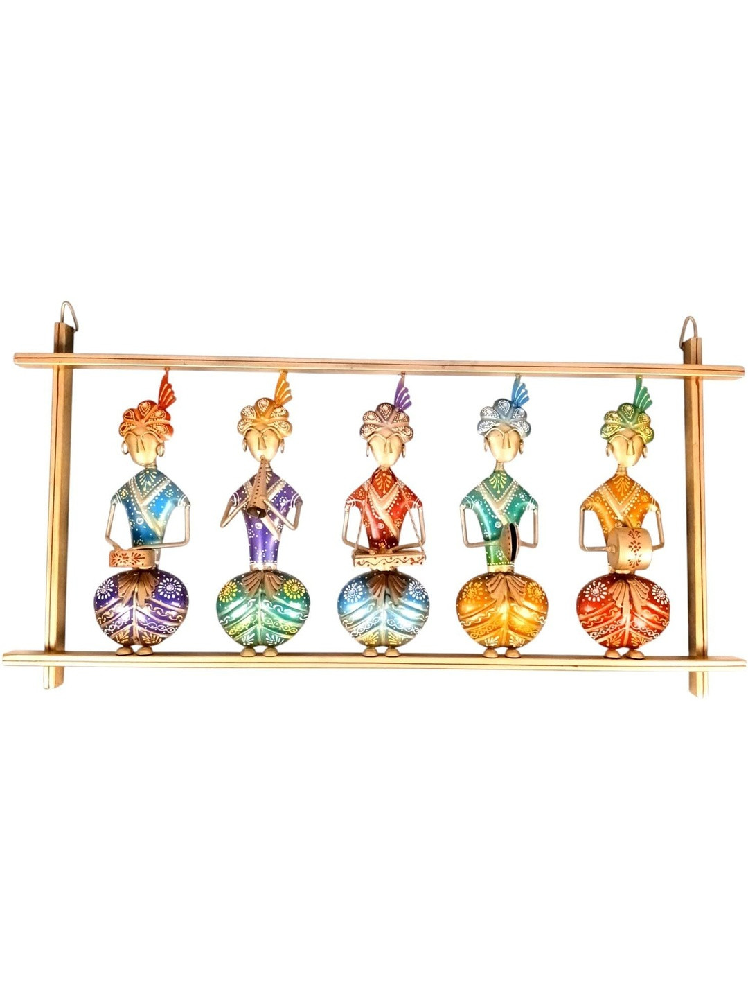 apka mart Gold Toned & Multicoloured Metal Musician Wall Hanging Decor