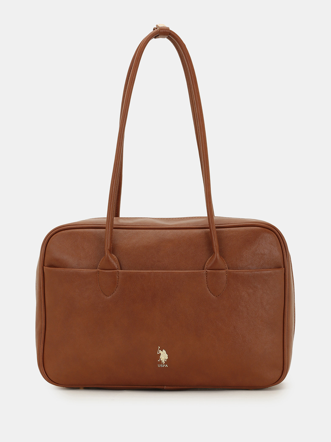 U.S. Polo Assn. Women Blynn Brown Compact Work Satchel Bag with Inner Pockets