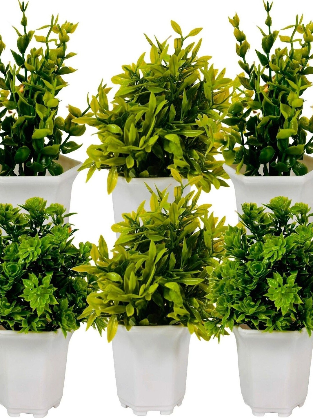 Dekorly Green Plastic Fern Artificial Plants With Pot