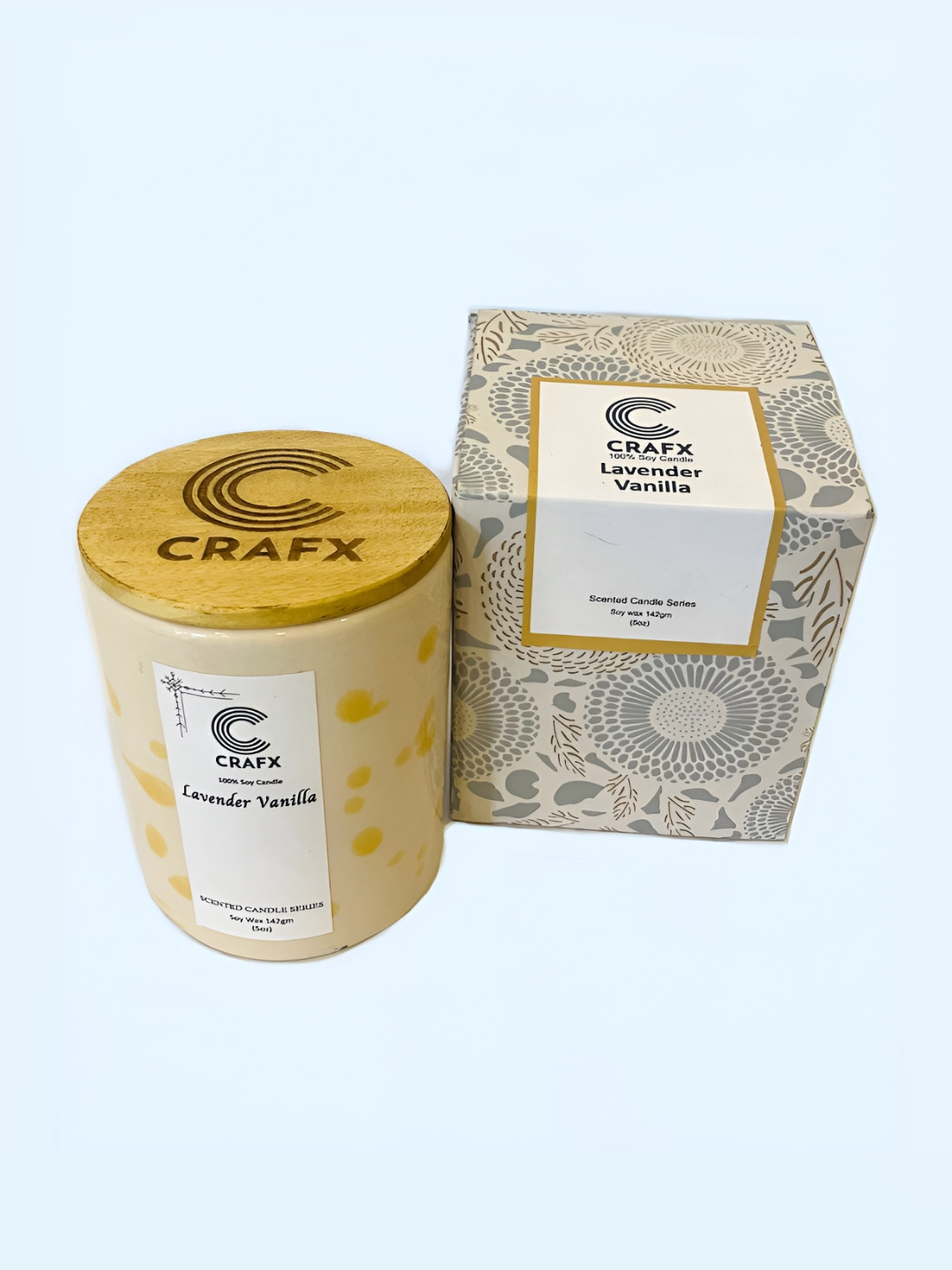 Crafx Yellow & White Polka Dots Jar Candle