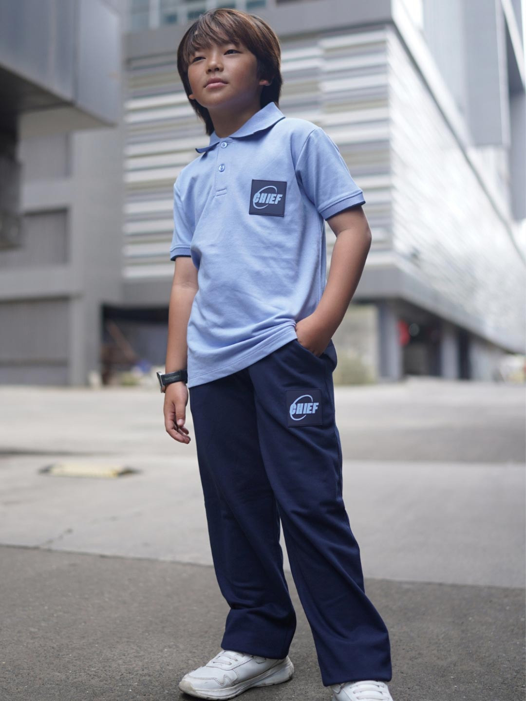Nap Chief Kids Unisex Chief Printed Pure Cotton Polo T-shirt With Joggers