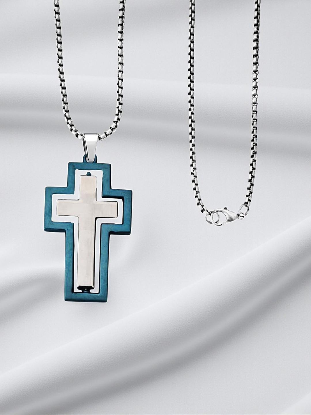 THE MEN GIFT Rotatable Cross Pendant With Chain