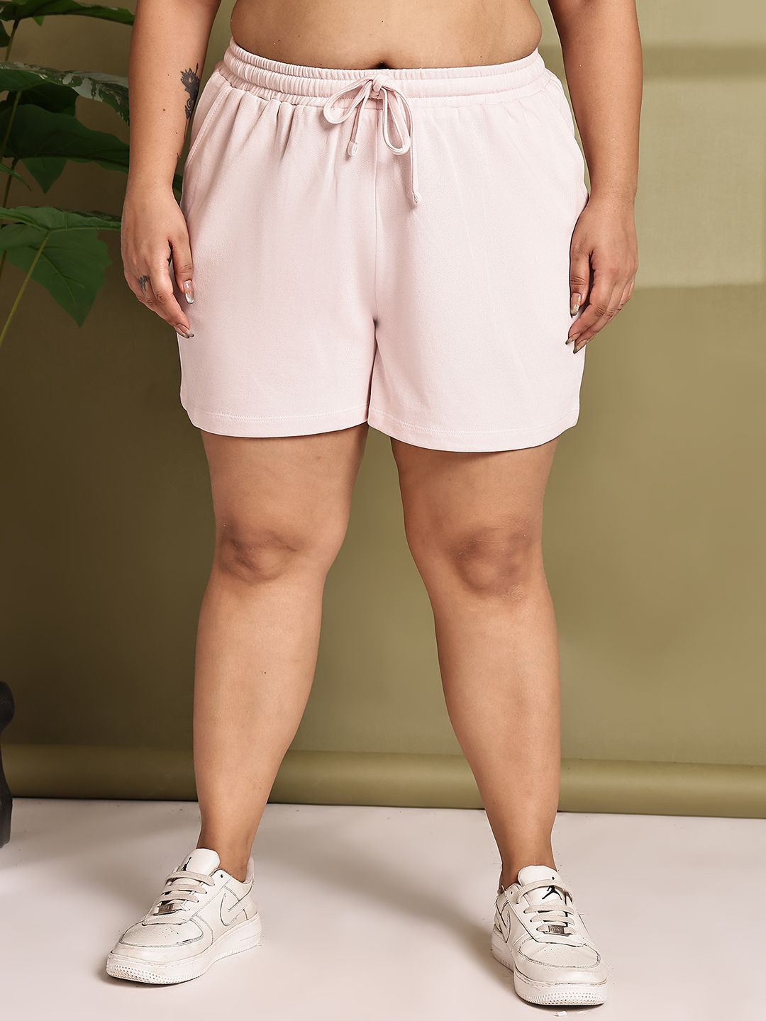 Moonaa Fashion Women Plus Size High-Rise Cotton Shorts