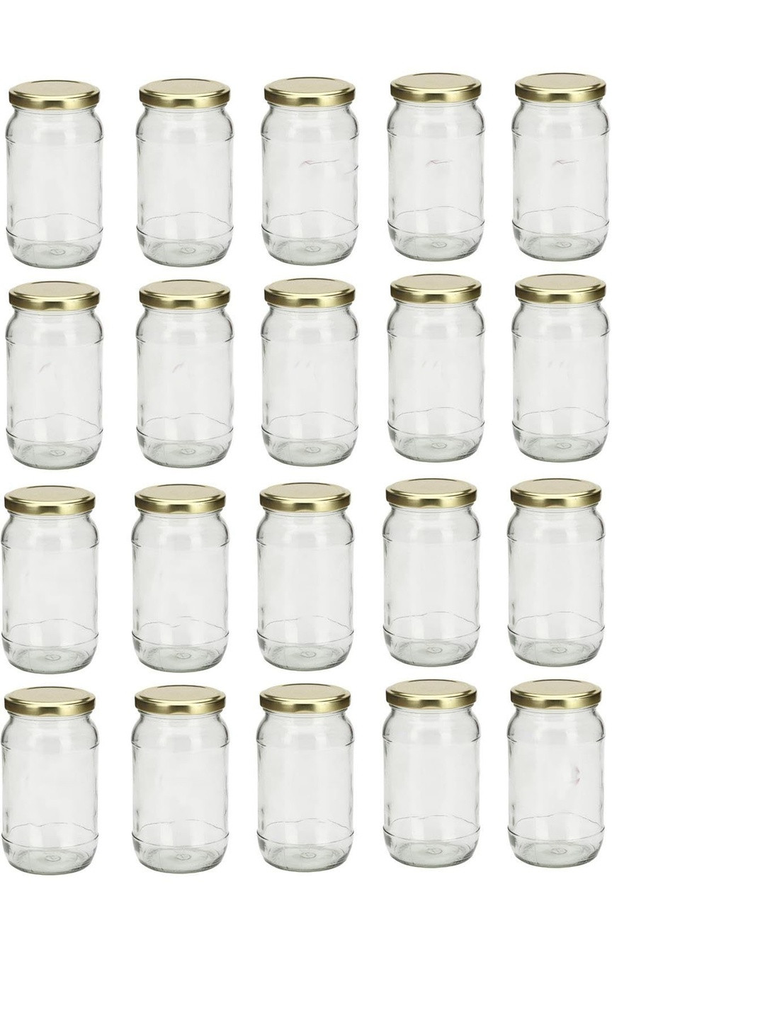 1ST TIME Transparent & Gold-Toned 20 Pieces Glass Dishwasher Safe Jar Containers 400 ml