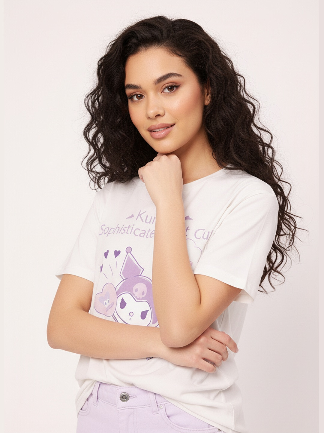 DressBerry Kuromi Kitty Graphic Drop Sleeves Relaxed Fit Tee