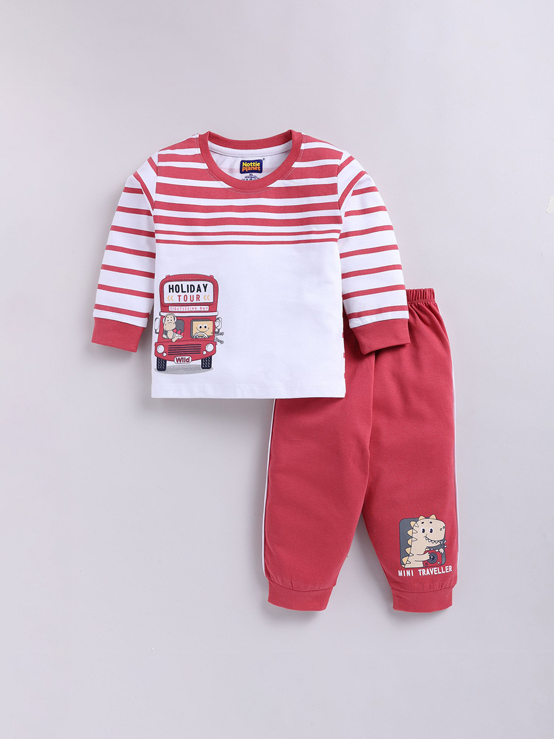 Nottie Planet Boys Cotton Printed T-shirt & Pant Set