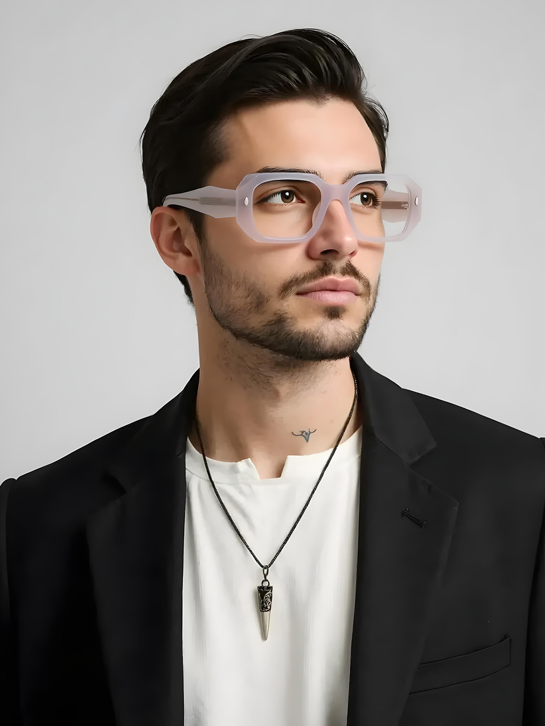 Ted Smith Unisex Nude Luxury Acetate Full Rim Rectangle Frames