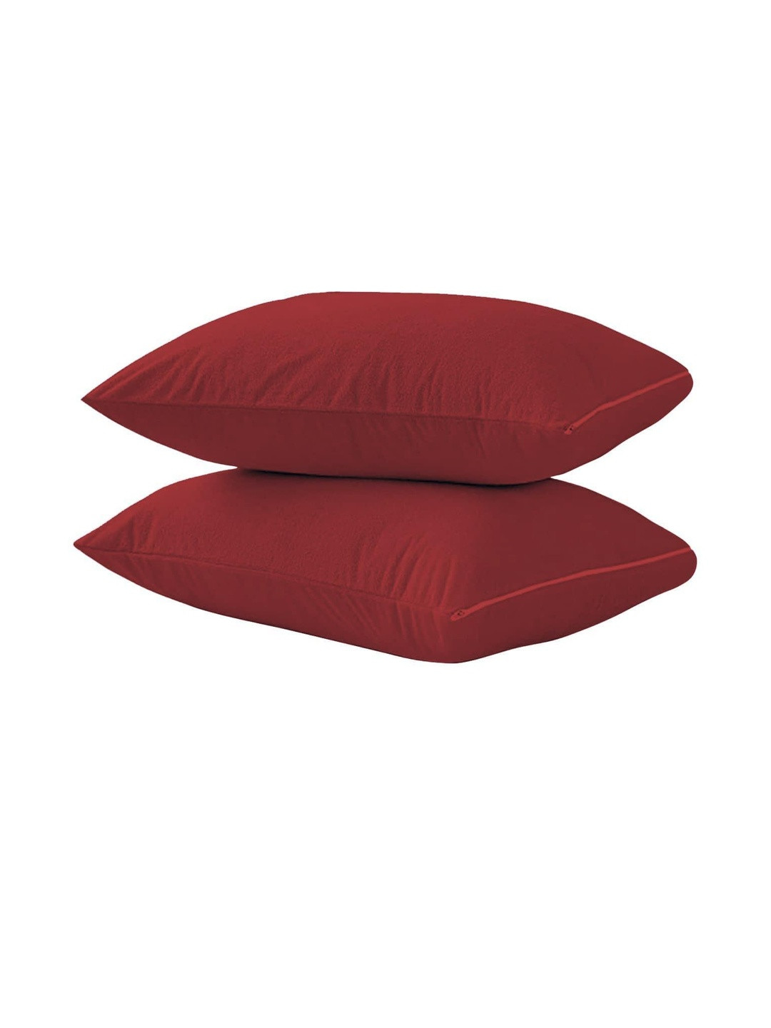 AG's Active Pack of 2 Red Plain Cotton Filled Zipper Standard Size Pillow Protector