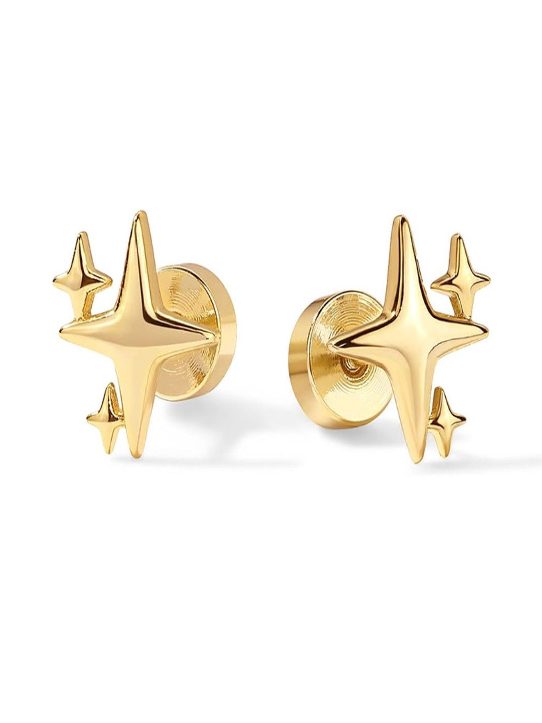 AQUASTREET 14K Gold Plated Anti-Tarnish Spark Flat Back Stud Earrings