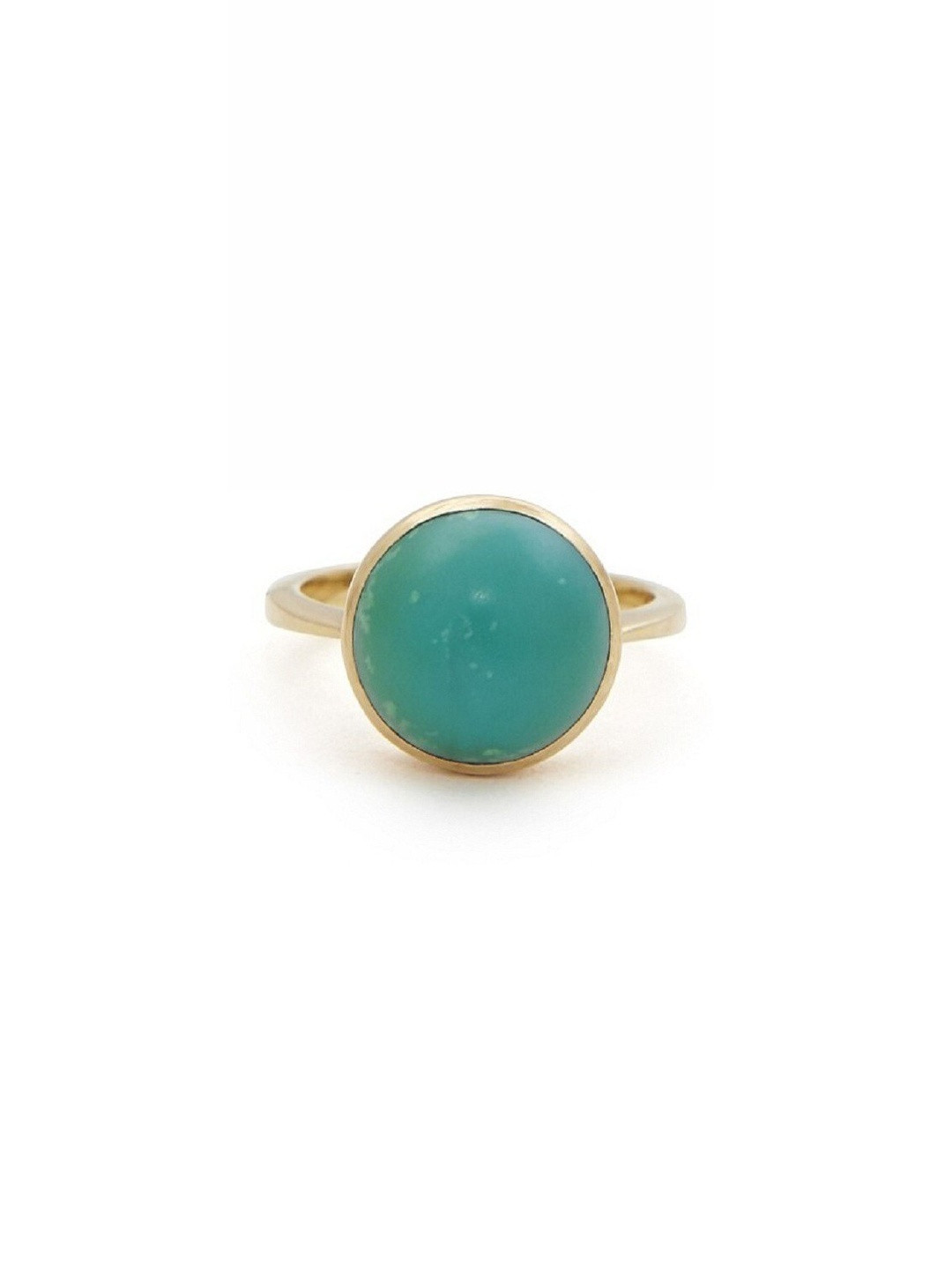 elitemart Gold-Plated Brass Turquoise Finger Ring