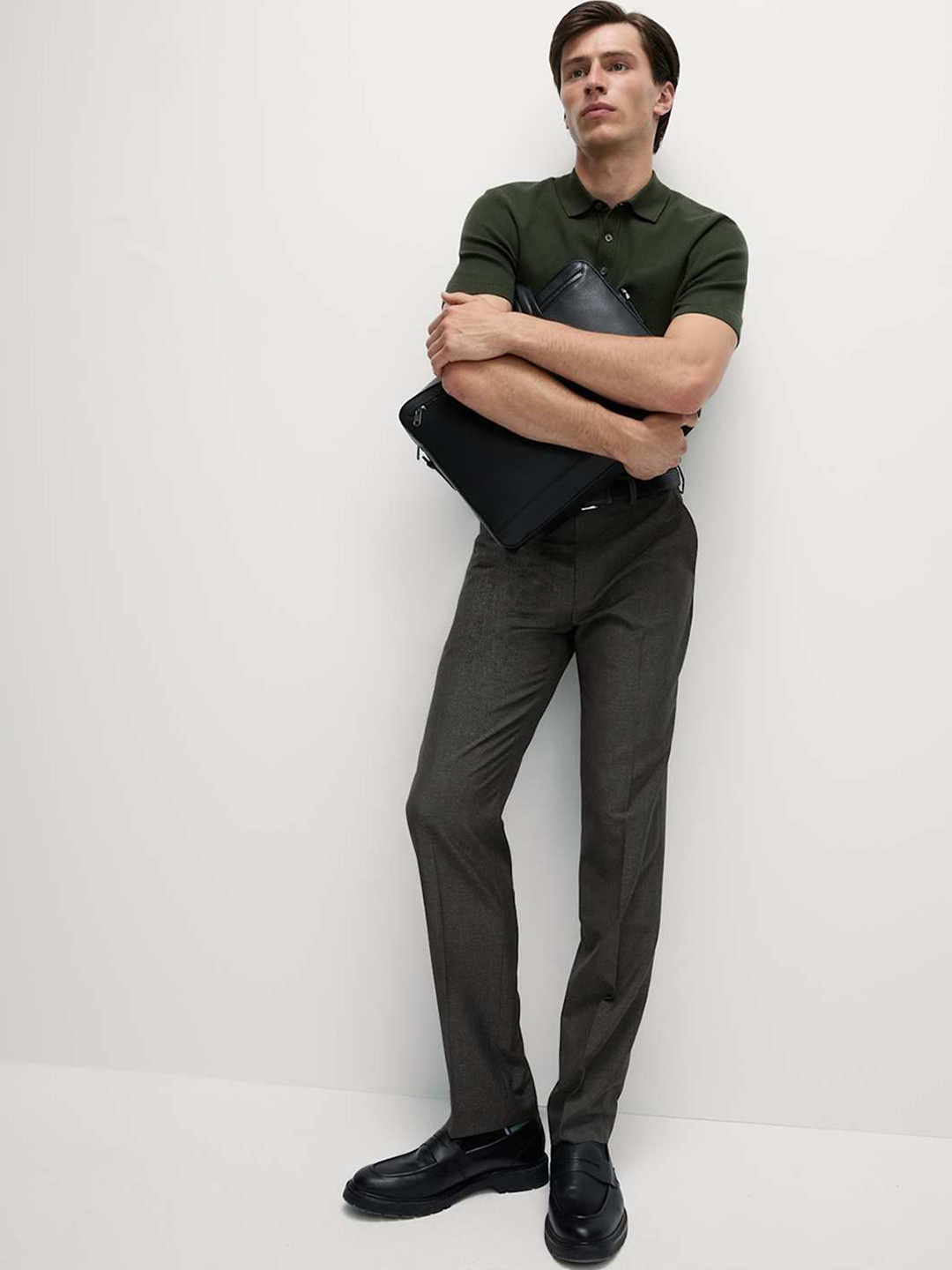 Marks & Spencer Men Regular Fit Mid-Rise Crease Resist Formal Trousers