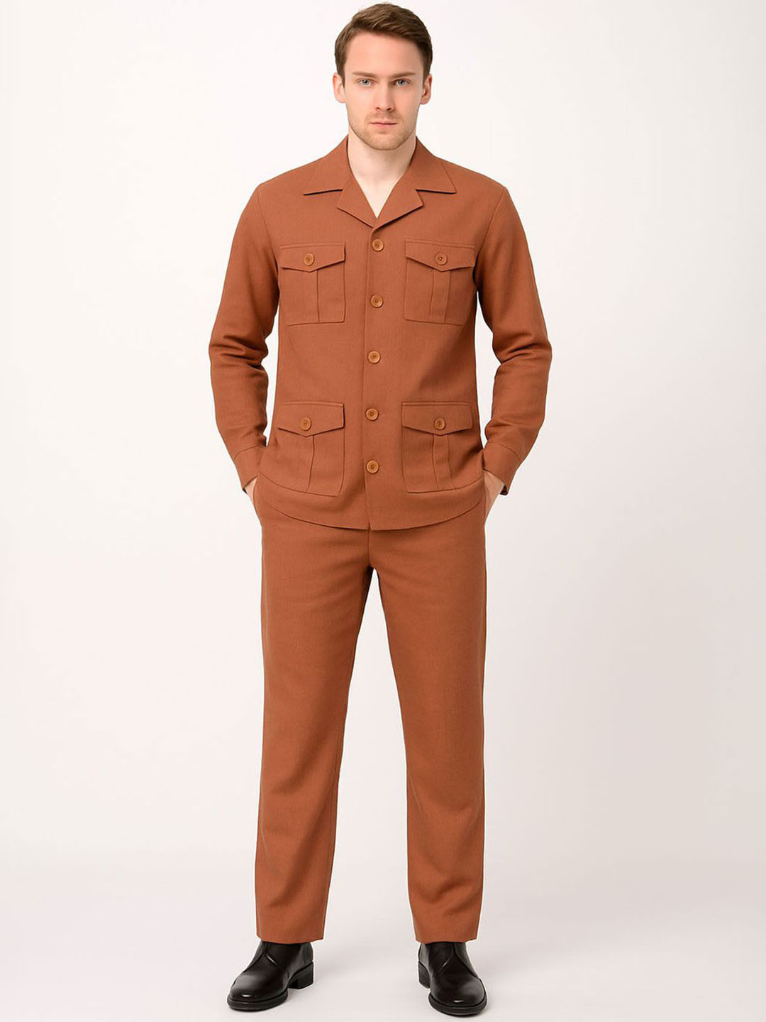 HOUSE OF S Men 4-pocket Shirt and Trousers Co-ord Set
