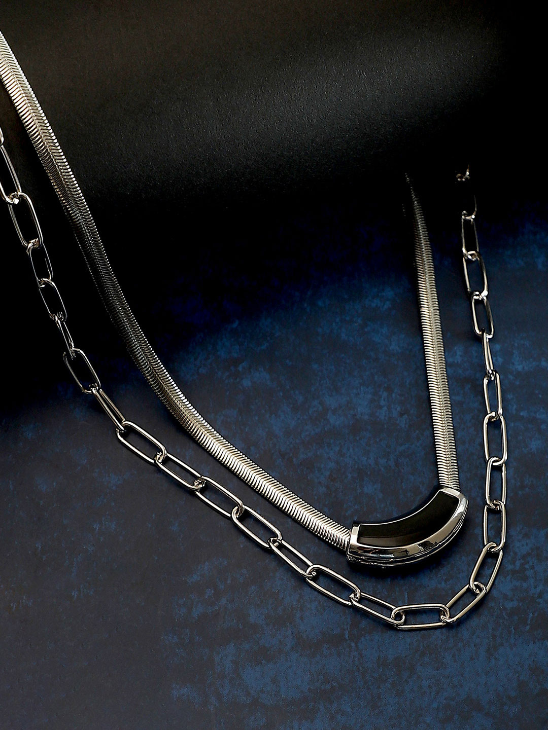 SOHI Silver-Plated The Sylvan-Snakechain Layered Necklace