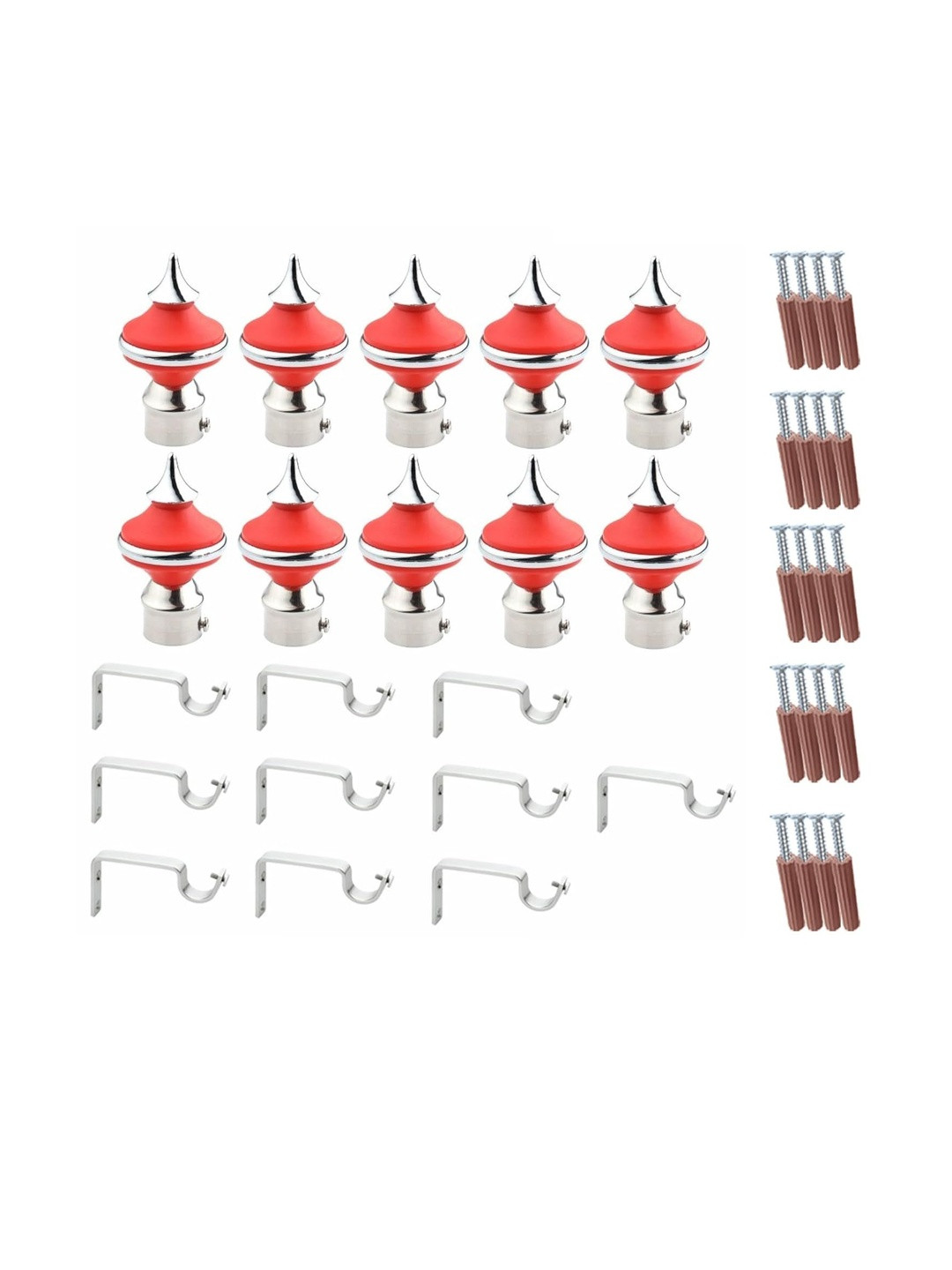 GLOXY Pack of 10 Stainless Steel & ABS Curtains Bracket Holder Accessories