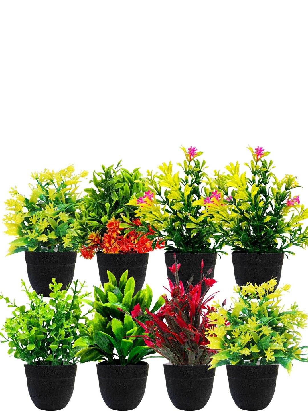 Dekorly Orange Plastic Fern Artificial Flowers & Plants With Pot