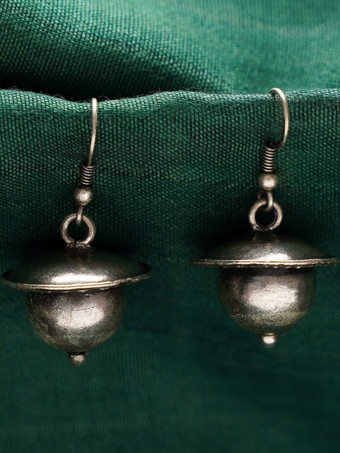 JAYPORE Silver Spherical Shaped Drop Earrings