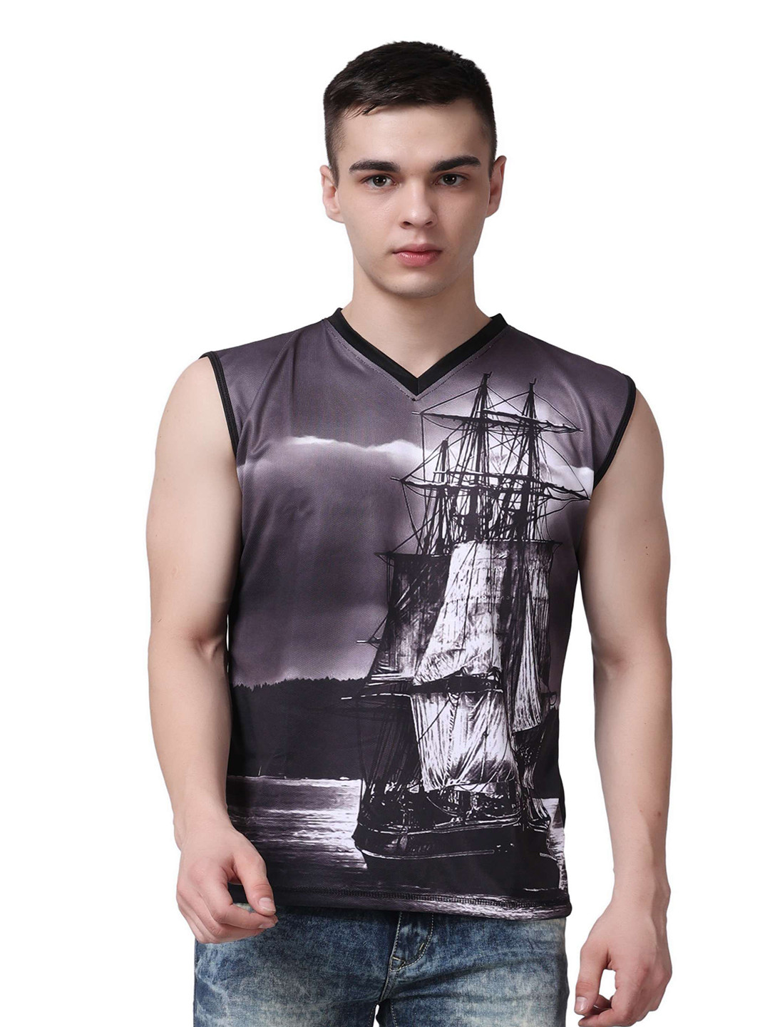 Flirty Soul Men Photographic Printed V-Neck T-shirt