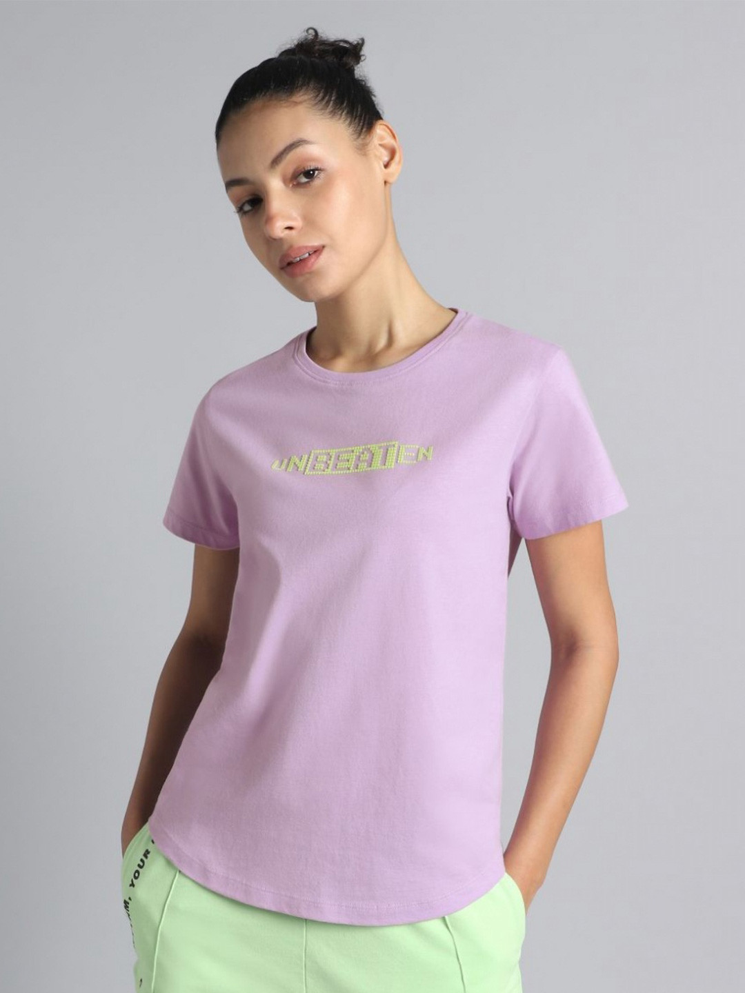 CULT Women Purple Unbeaten Graphic T-shirt