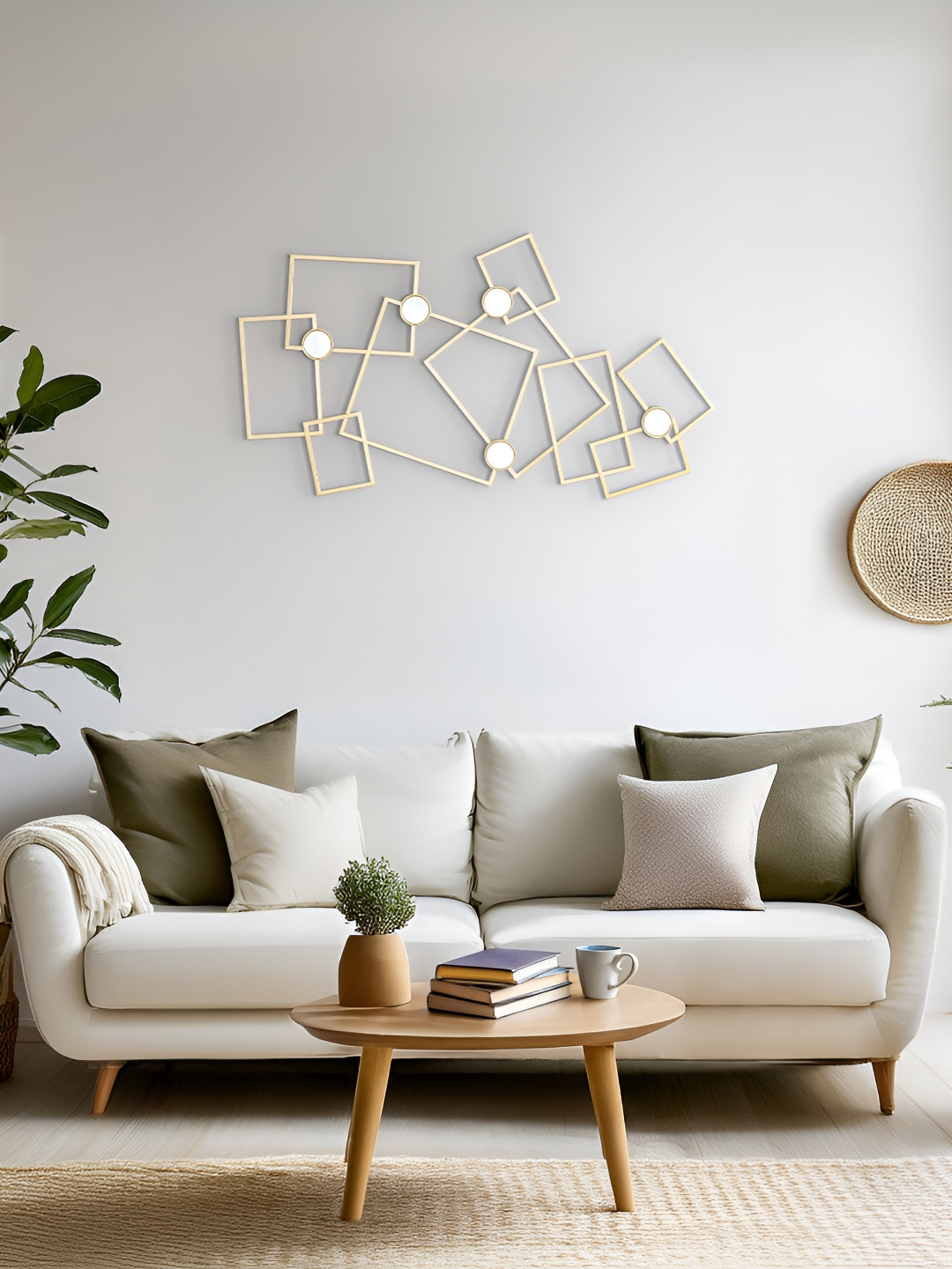Home Centre Panorama Fresco Gold-Toned Abstract Wall Decor