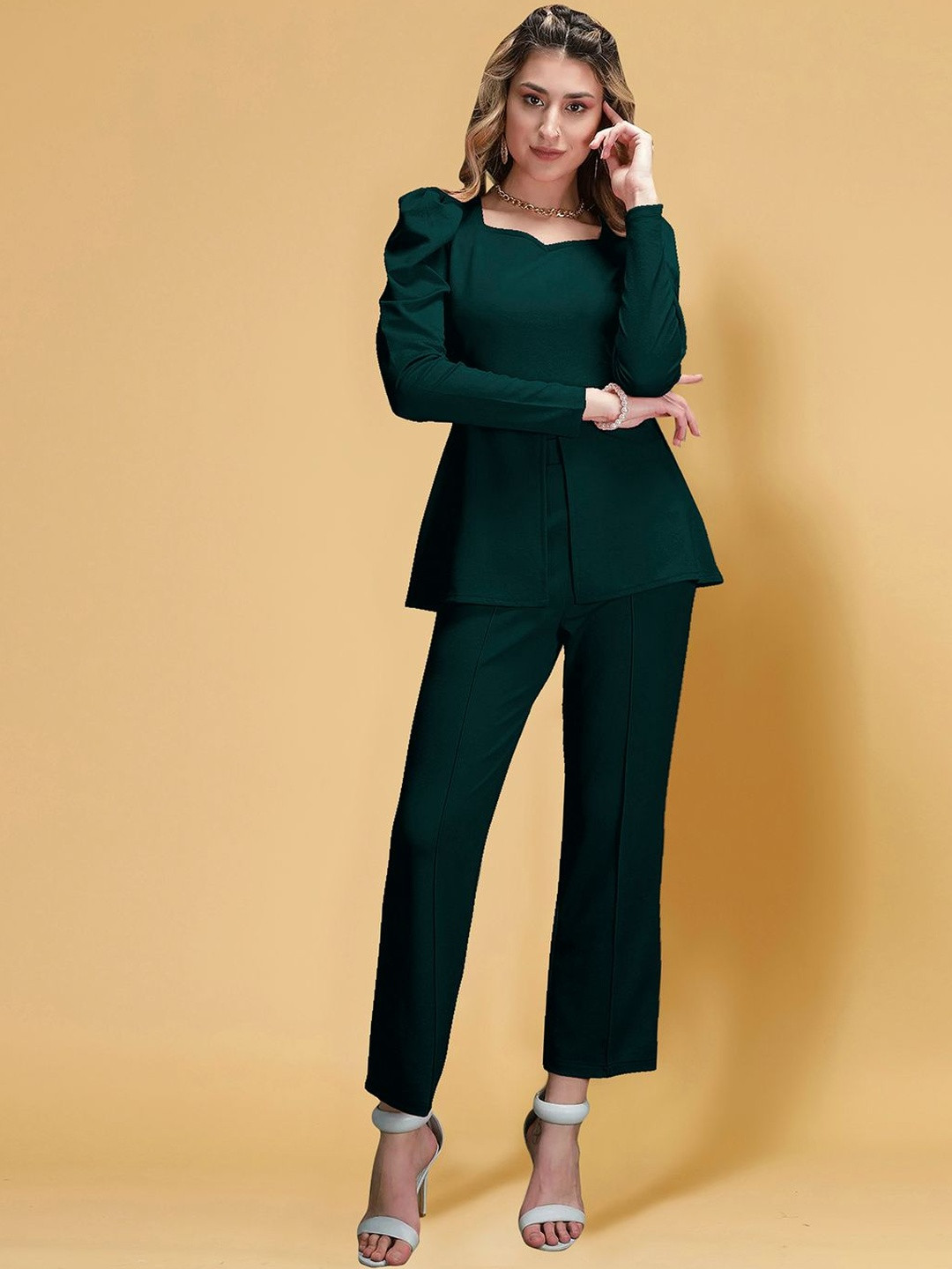 SZN Multicolor Solid Blazer With Trouser Co-Ords