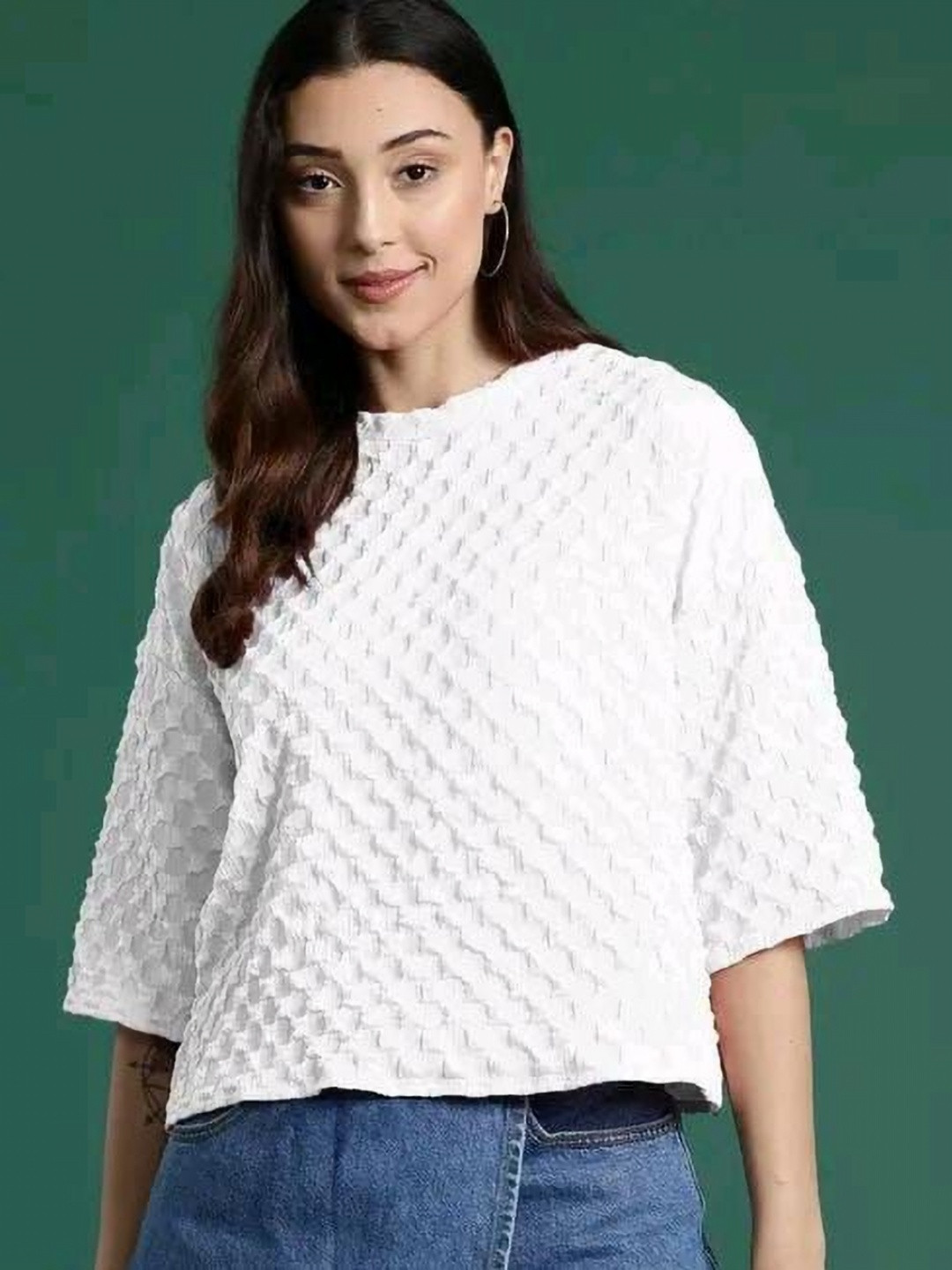 ZUMIT Self Design Woolen T-shirt