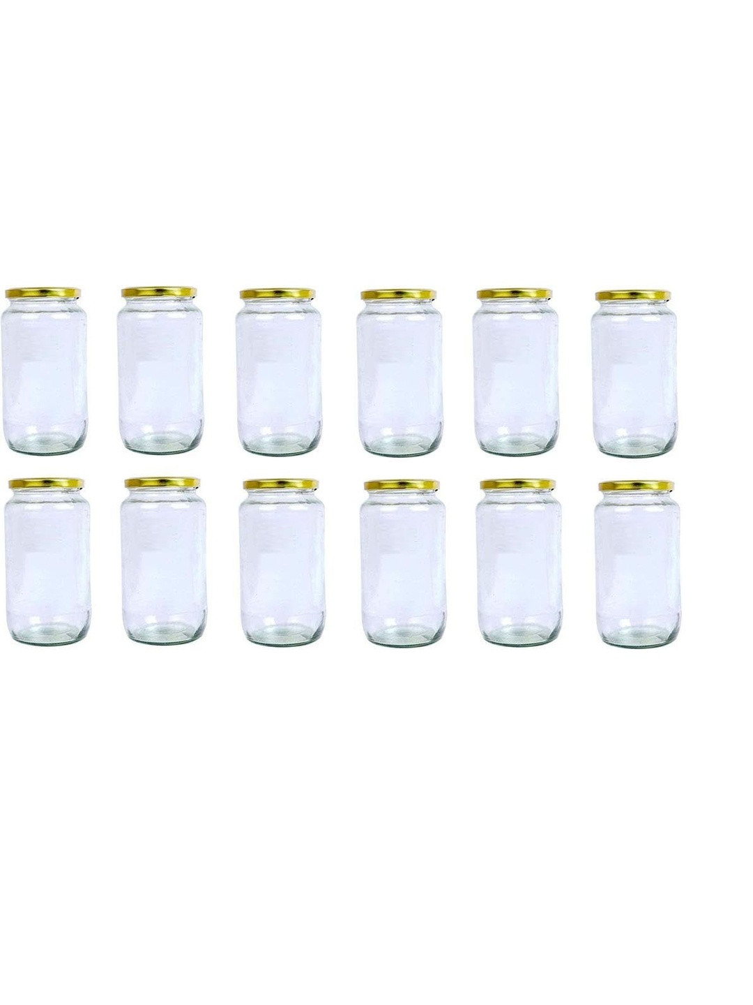1ST TIME Transparent 12 Pieces Round Shape Dishwasher Safe Jars - 1000 ml