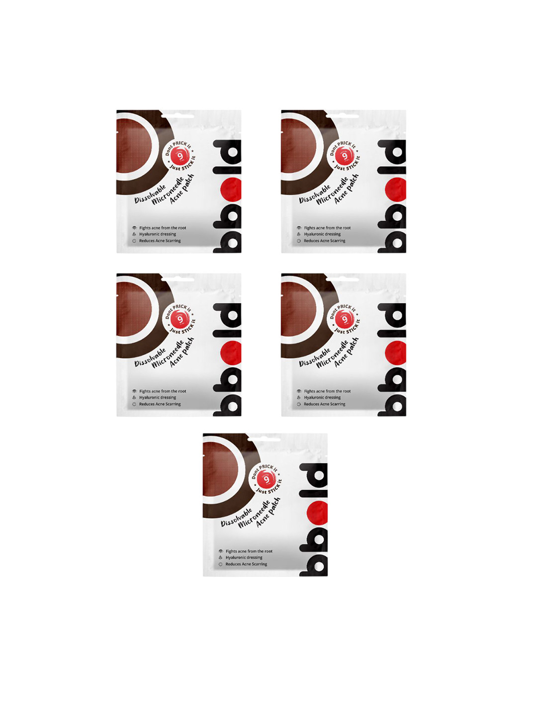 bbold Set Of 5 Microneedle Pimple Patches With Salicylic & Hyaluronic Acid- 9 Pcs Each