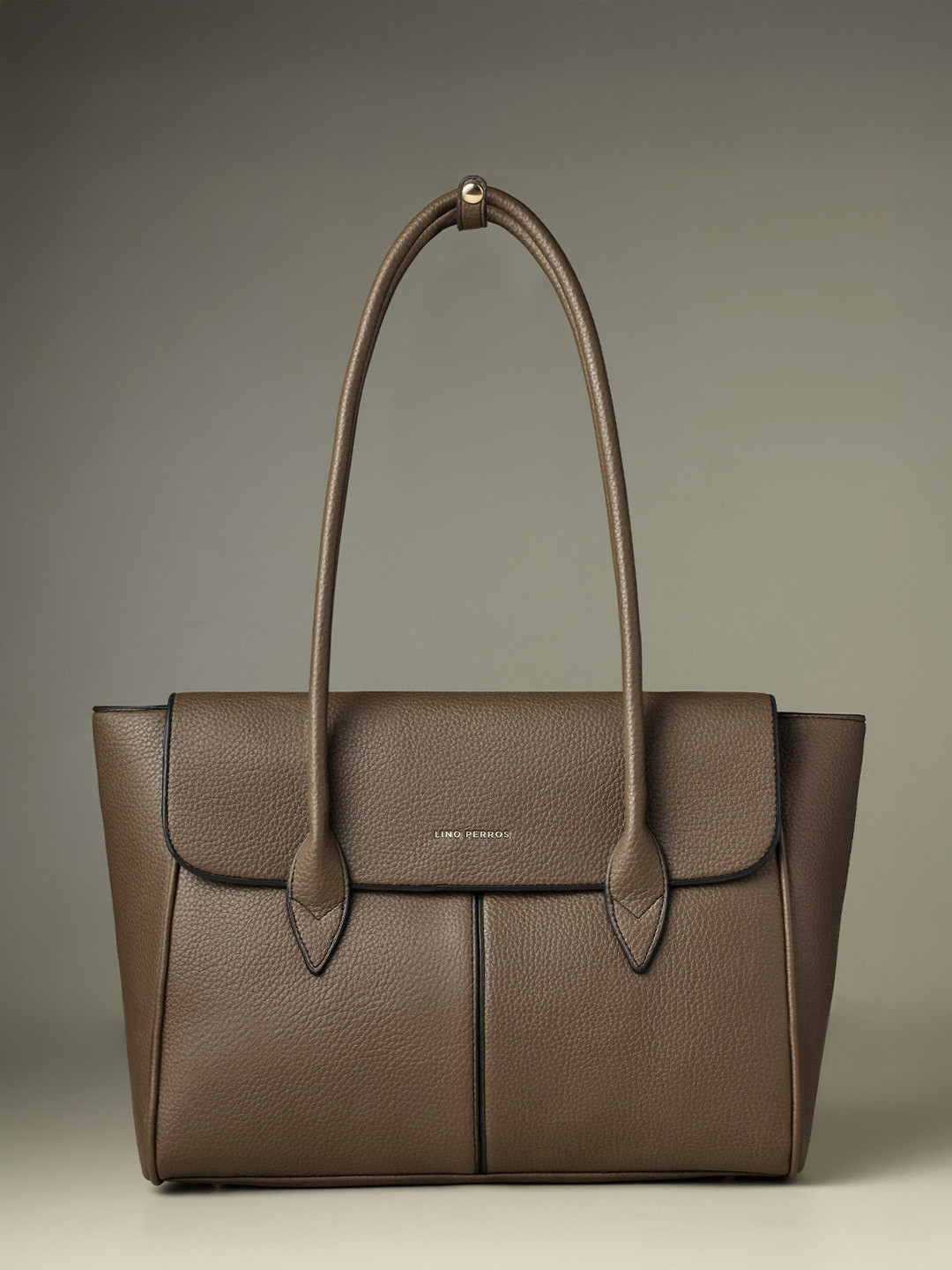 Lino Perros Avril Textured Synthetic Leather Medium Structured Shoulder Bag