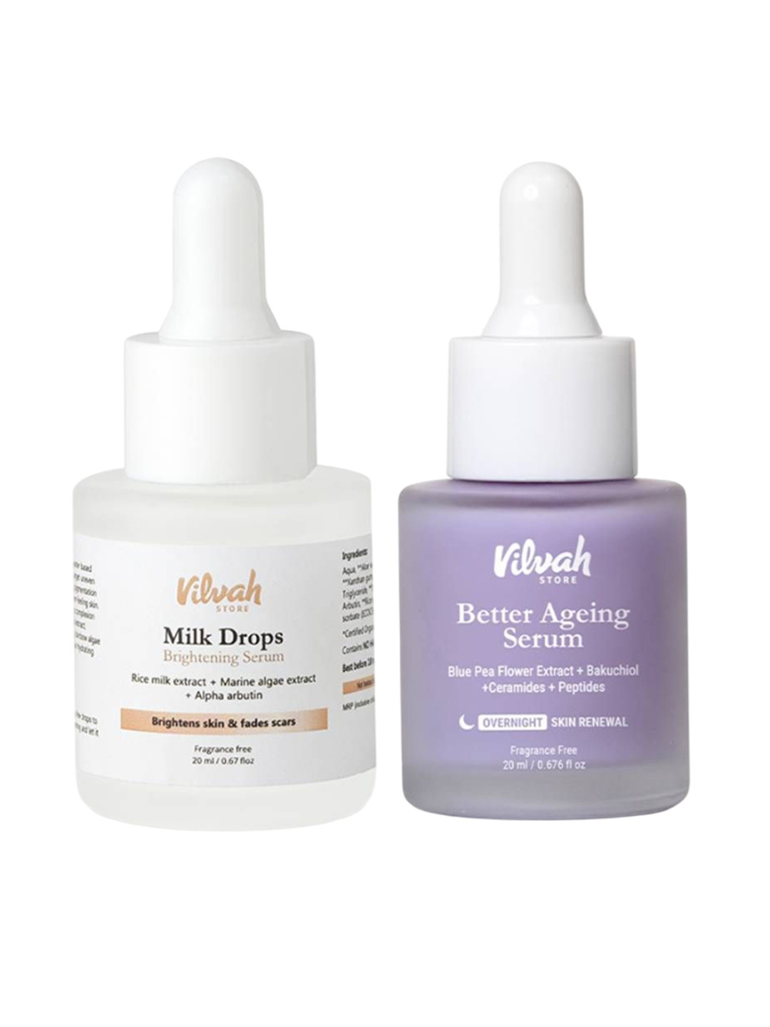 Vilvah Store Set Of 2 Milk Drops Serum & Better Ageing Serum - 20 ml Each