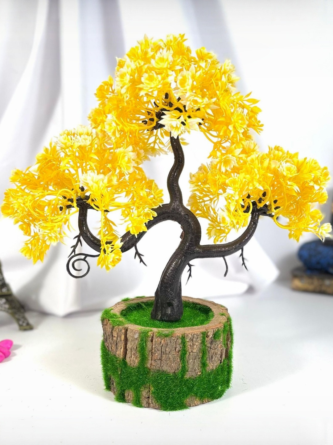 Dekorly Yellow Plastic Artificial Flowers & Plants With Pot