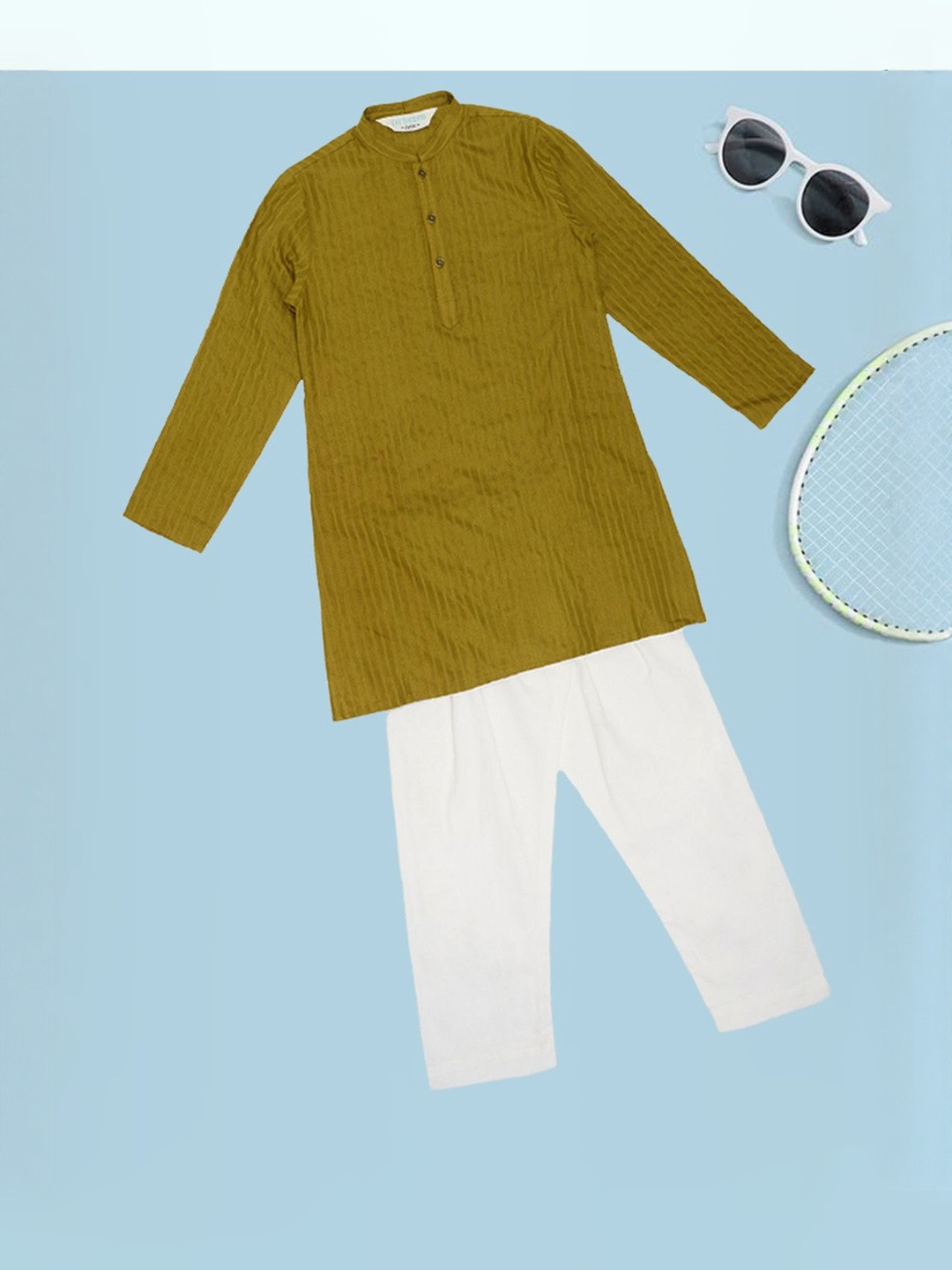 indus route by Pantaloons Boys Woven Design Self Design Kurta with Pyjama