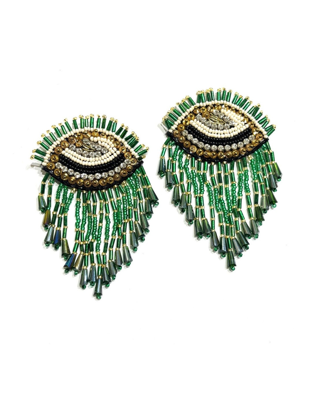 ZOON ACCESSORIES Gold-Plated Quirky Shaped Artificial Stones Studded Drop Earrings